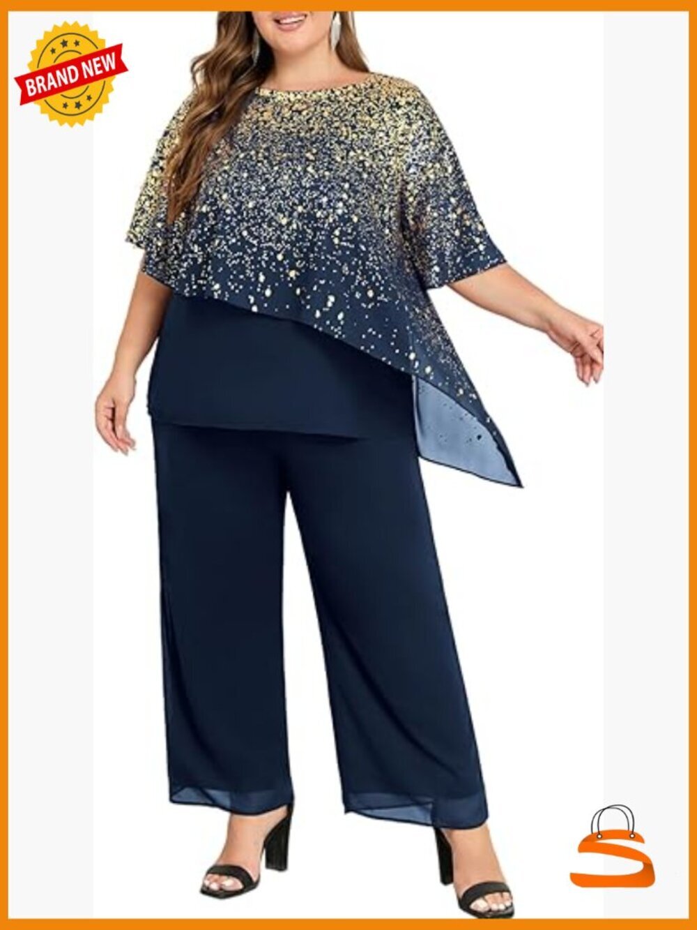 Plus Size Pant Suit 2 Piece Chiffon Set Wedding Guest Outfit